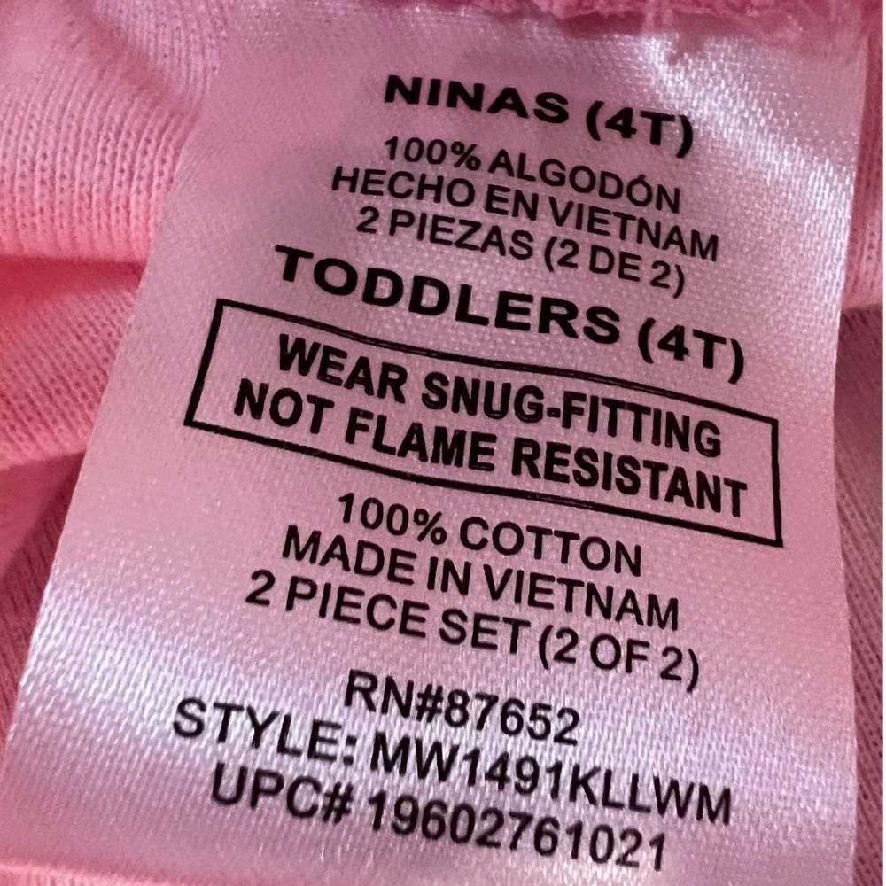 Disney Minnie Mouse Pink Polka Dot 2 Piece Cotton Pajama Set Toddler 4T NEW